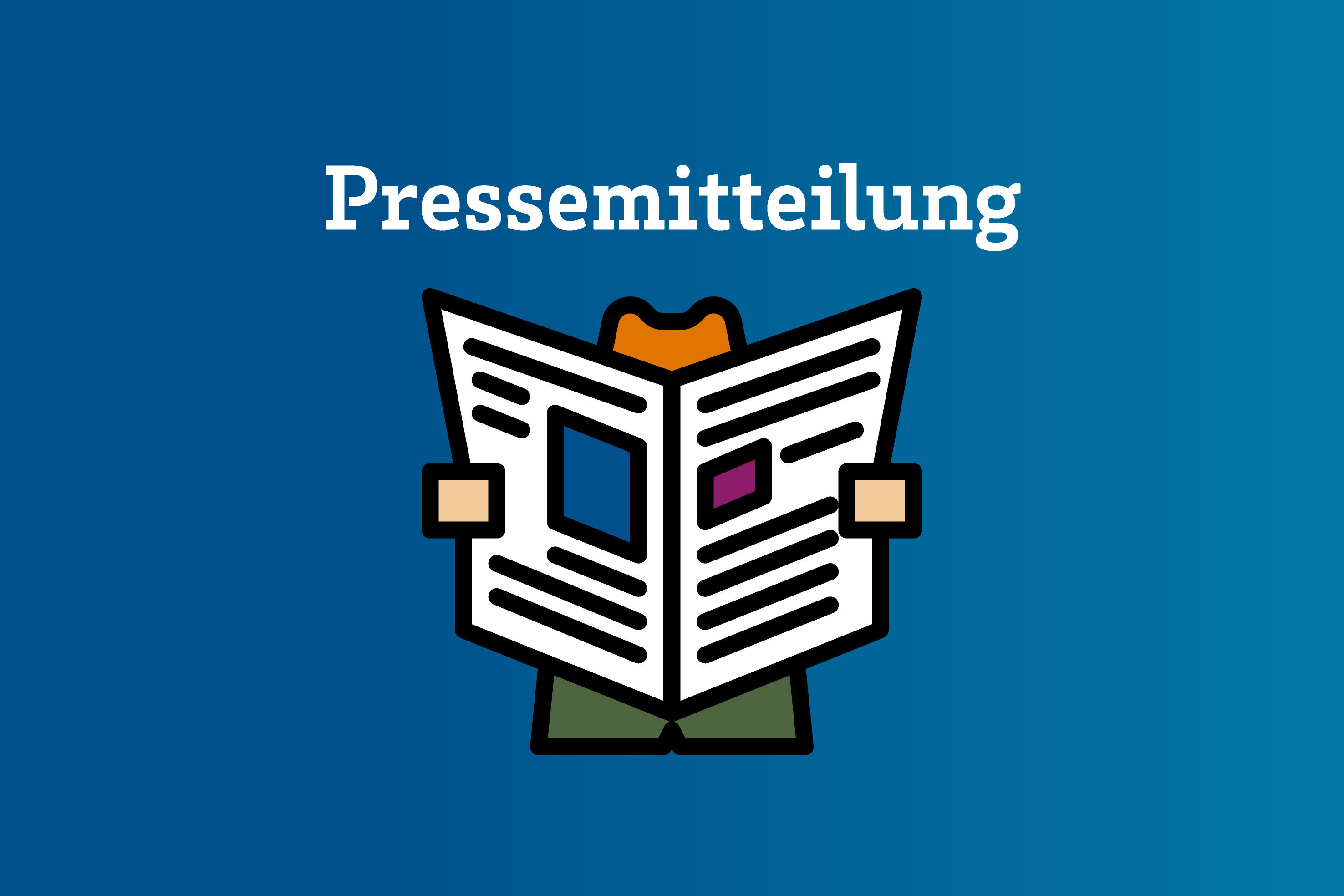 Illustration Pressemitteilung, Mann mit Hut, mit Zeitung