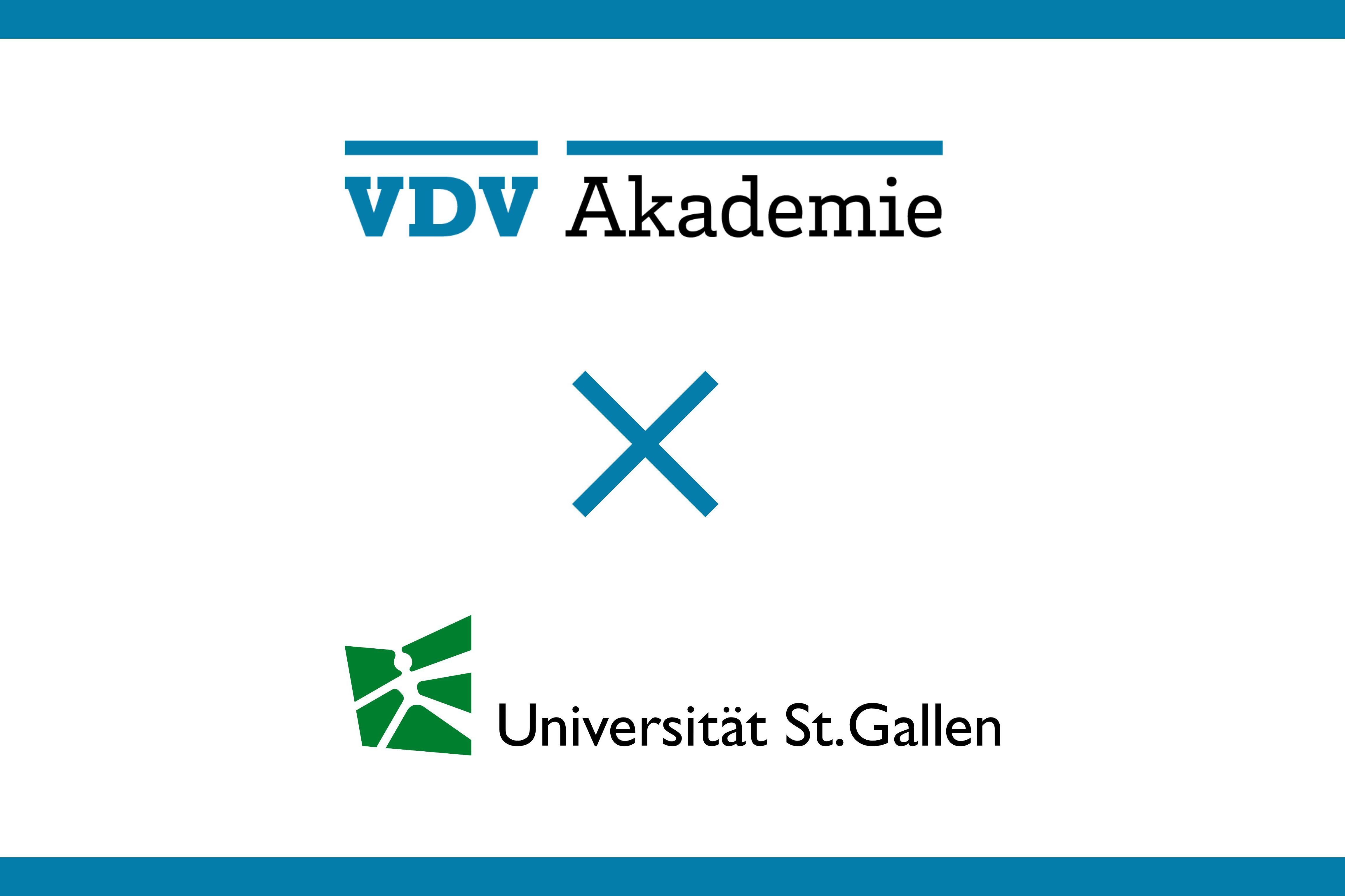Logos VDV-Akademie und Universität St. Gallen gehen Kooperation ein im Rahgmen vom Netzwerk CAS SMART Mobility Management