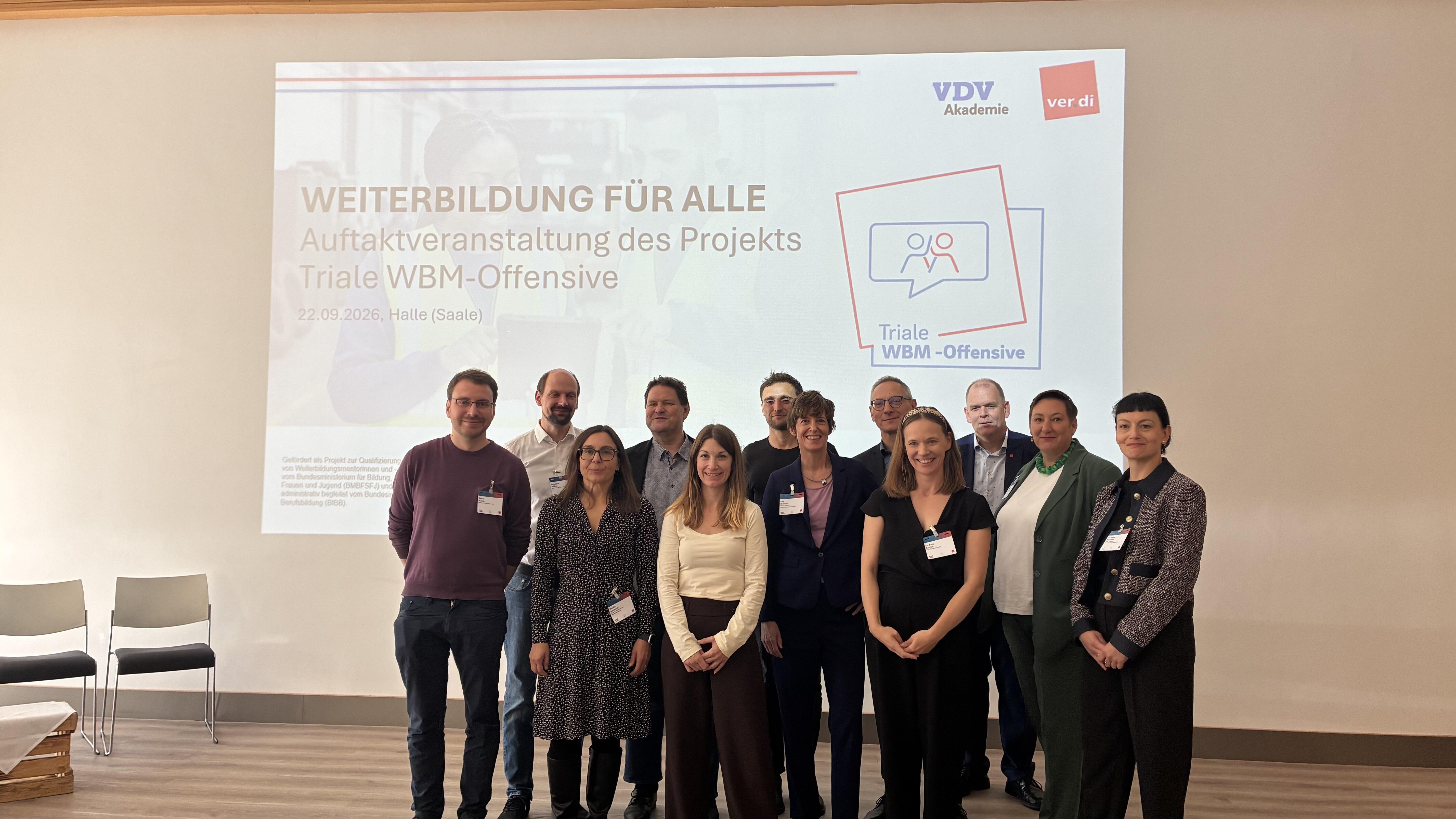 Vertreterinnen und Vertreter von VDV-Akademie und ver.di starten Triale WBM-Offensive