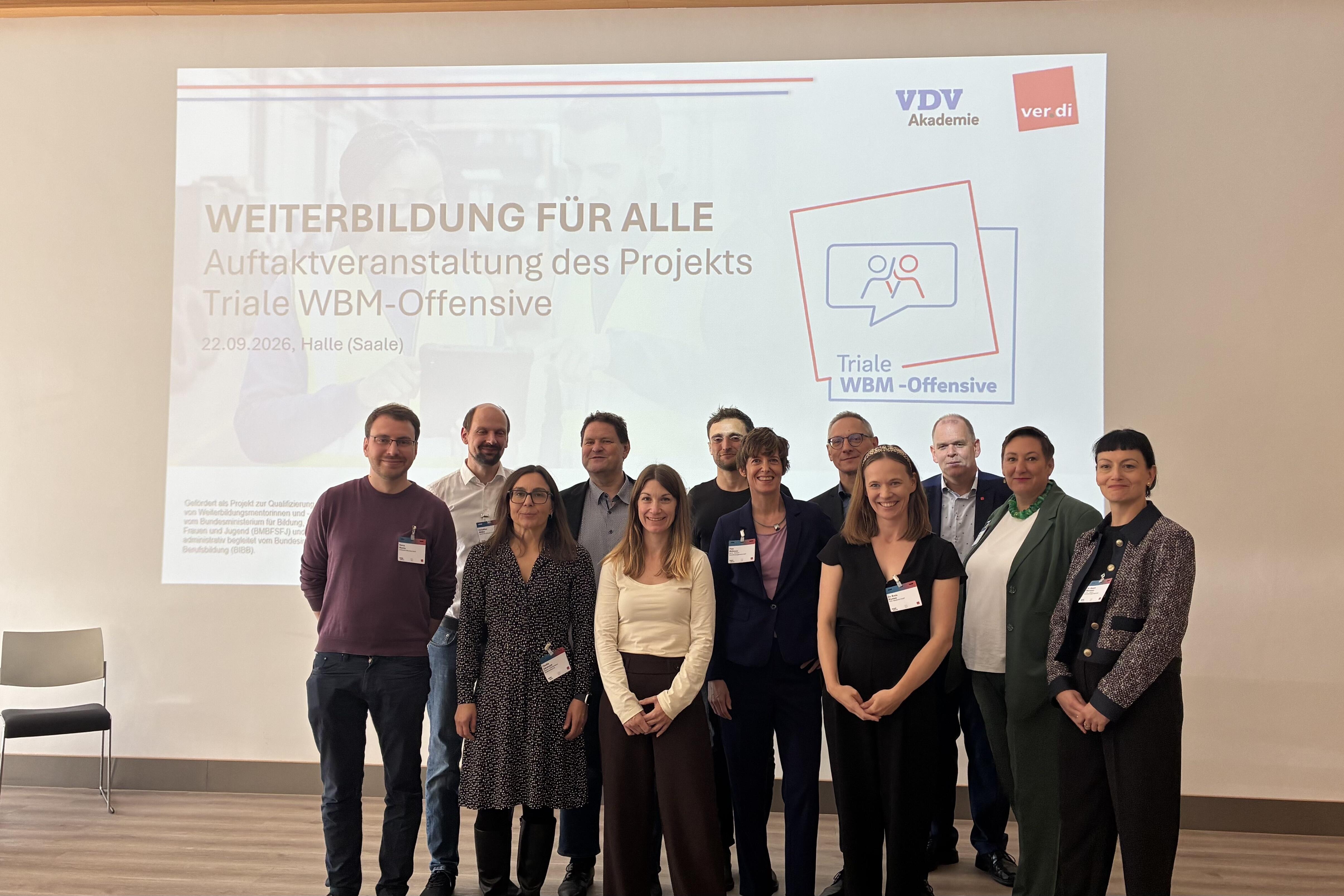 Vertreterinnen und Vertreter von VDV-Akademie und ver.di starten Triale WBM-Offensive