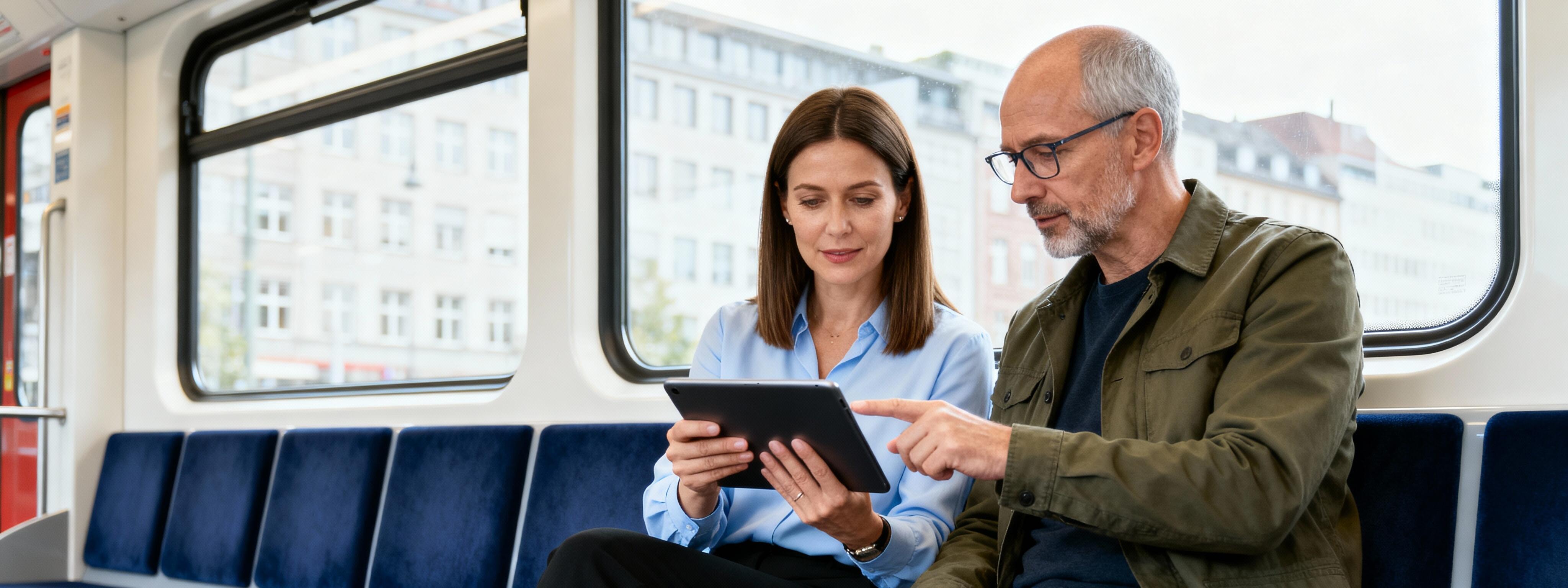 Mann und Frau in der Straßenbahn