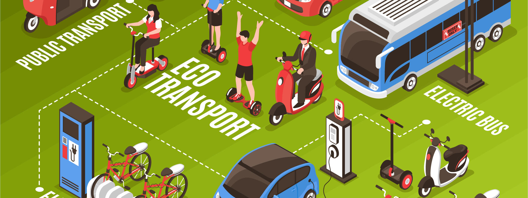 Grafik mit verschiedenen elektrischen Transportmitteln.